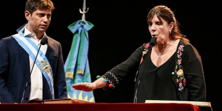 El Gobernador de la Provincia de Buenos Aires, Axel Kicillof, y la Ministra de Gobierno, Teresa García.